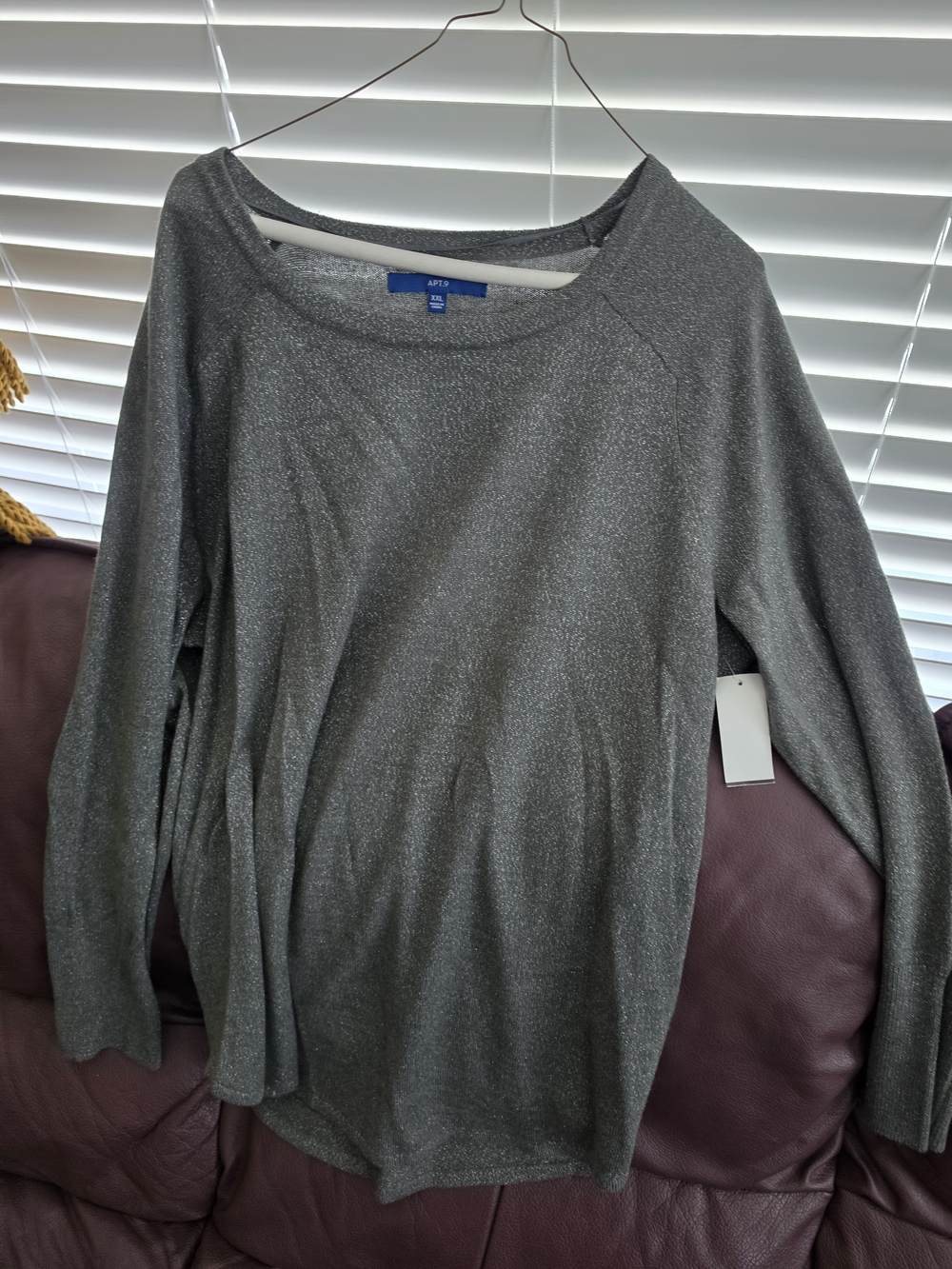 Apt. 9 Shimmery Silver Long Sleeve Top